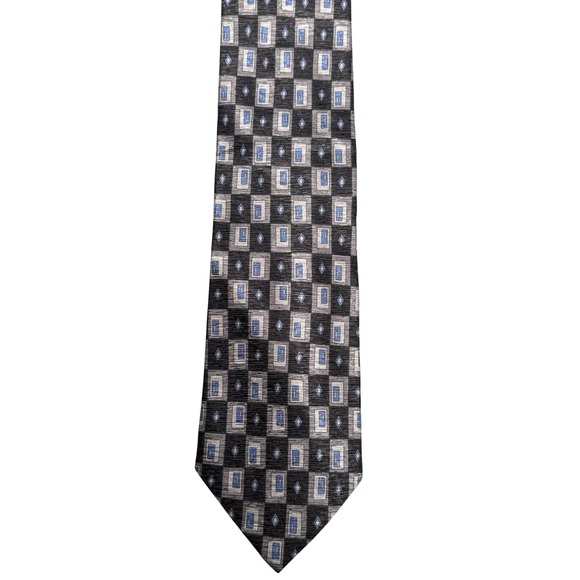 Paul Fredrick Other - Paul Fredrick Necktie Mens OS Black Silver Blue Excellent Geometric Silk Tie